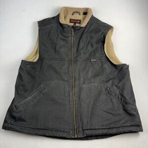 Wolverine Mens XXL Black Canvas Sherpa Lined Full Zip Work Vest Heavy Utility